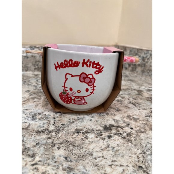 Hello Kitty Sanrio Ceramic Ramen Noodle Bowl with Chopstick  NWT - Picture 1 of 5